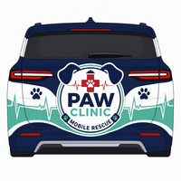 Kit de graphismes pour véhicule de secours d'urgence, autocollant pour voiture de service mobile de clinique vétérinaire |   Enveloppement en vinyle personnalisé pour la promotion de SUV