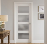 Porte de bureau insonorisée en bois avec porte intérieure en verre dépoli trempé, design simple, style shaker, porte française moderne sur mesure
