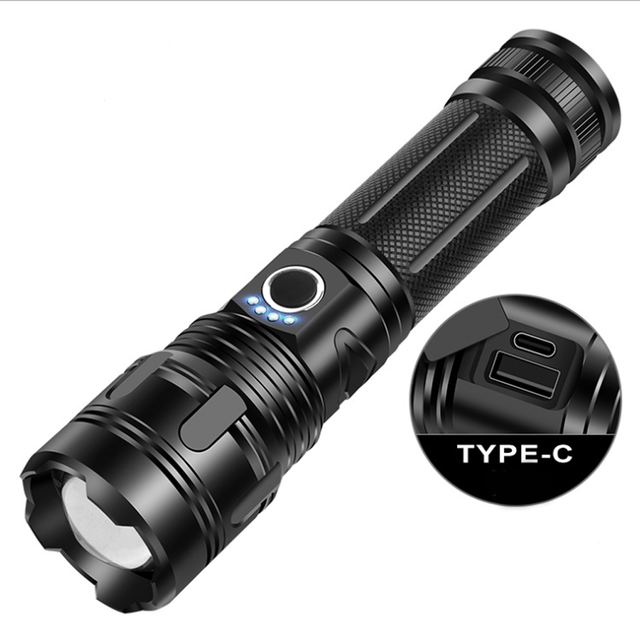 New P50 Ultra Bright Self-defense Zoom  Type - c  Family Rechargeable Outdoor USB Flashlight