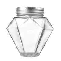 Botella de cristal con forma de diamante personalizada, tapón de rosca único