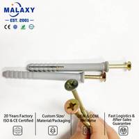 MALAXY Fournisseur de vis d'expansion en plastique, cheville murale en nylon PA6, taille personnalisée, fixation norme DIN pour briques et blocs, bouchon mural en plastique
