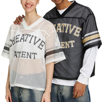 Boxy V-Ausschnitt Maßgeschneidertes Mesh-Trikot 240gsm 100% Polyester Baseball Football Softball Sportbekleidung Cropped Boxy T-Shirt