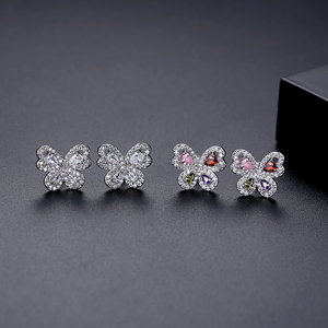 LUOTEEMI Wholesale <strong>Top</strong> Quality Brand New Fashion Popular Luxury Elegant Wedding Jewelry Clear CZ Female Butterfly <strong>Earrings</strong> - Product Image 4
