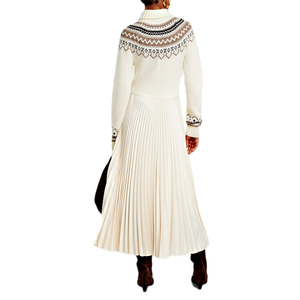 All'ingrosso Oem abiti lunghi da donna a collo alto plissettato maglione da donna <span class=keywords><strong>abito</strong></span> da donna Fair Isle <span class=keywords><strong>in</strong></span> acrilico maglia Maxi <span class=keywords><strong>abito</strong></span> da donna - Product Image 4