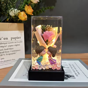 Acrylic Cover Soap Rose Mini Bouquet LED Desktop Decoration-Multi-Occasion Gift (Valentine's Day Mother's Day) 3 Colors - Product Image 2