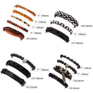 Conjunto de pulseras personalizadas de cuero <span class=keywords><strong>para</strong></span> hombre, Set de brazaletes hechos a mano, con parte trasera personalizada - Product Image 3