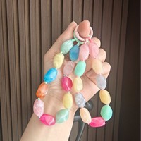 Correa de Lujo con Cuentas de Piedra Natural para Mujer, Hecha a Mano, Cordón de Plástico Antipérdida, Pulsera, Llavero, Accesorio