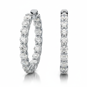 Pendientes de aro de diamante de corte brillante redondo real de diseño de oro blanco de 14 quilates 1.00TCW para mujeres y niños - Product Image 2