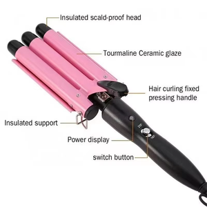 Rizador de pelo de <span class=keywords><strong>tres</strong></span> <span class=keywords><strong>tubos</strong></span> con efecto de ondas de agua, alisador de pelo, dispositivo de permanente con placa de sujeción eléctrica tipo 'egg roll' - Product Image 5