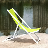 Chaise longue de plage pliable à cadre métallique, réglable, pour extérieur