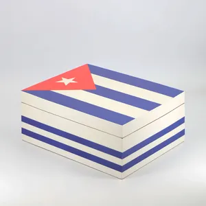 Manufacturer Supplier Cuban Flag Cigar Wooden Box Cigar Humidor Storage Cigar Accessories