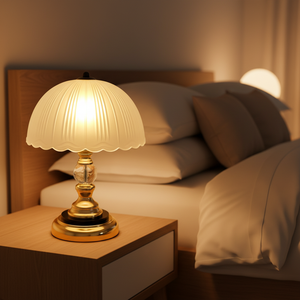 Lámpara de Noche Moderna con Pantalla de Cristal, Figura de Gato, Luz LED Blanca Cálida, Base de Madera, Mini Lámpara de Escritorio, Control Táctil, Regulable, Funciona con Batería, Diseño Tulipán - Product Image 4