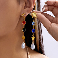 CUMAI Acier inoxydable Soleil Lune Papillon Cœur pour Femme Cadeau de fête Usage quotidien Bijoux d'été Plage Accessoires Vintage Rétro
