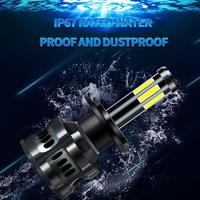 Phare LED 8 faces à 360 degrés avec faisceau haut/bas, puce COB 50W, lumière bleue tricolore pour voitures - H4 H3 H7 H11 9005 9006