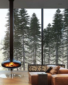 Caminetto <span class=keywords><strong>a</strong></span> <span class=keywords><strong>Bioetanolo</strong></span> Ecologico da Interno Autoportante in Acciaio con Fuoco Reale e Riscaldamento, Caminetto Sospeso <span class=keywords><strong>a</strong></span> Soffitto, Dimensioni 60cm - Product Image 4