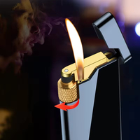 Nouveau briquet à roue mince en métal portable personnalisé, briquet à logo personnalisable au gaz butane, mini allume-cigare, cadeau