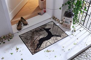 Keset pintu Anti Slip Natal kustom ramah lingkungan kualitas tinggi dapat dicuci nilon berumbai pola persegi untuk penggunaan luar ruangan - Product Image 6