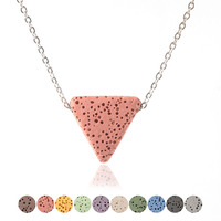 Nouvelle aromathérapie pierre de roche volcanique chaîne en acier inoxydable bijoux coloré Triangle pierre de lave huile essentielle diffuseur collier