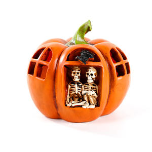 Lanterna di <span class=keywords><strong>zucca</strong></span> in resina di Halloween casa stregata decorazione decorazione della stanza segreta LED atmosfera luce notturna del teschio - Product Image 5