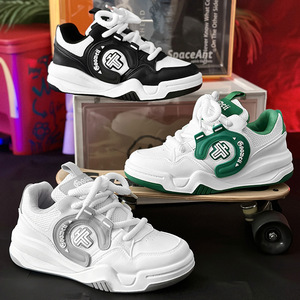 Chunky Basketball Inspired Casual Shoes Multi Color <b>Block</b> Low Top Thick Sole Trendy Urban Style Footwear - Product Image 5