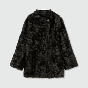 高級リバーシブルアストラハンシアリングコート女性用冬ファッションシングルブレストリアル羊毛皮ジャケットカジュアルアウターウェア - Product Image 2