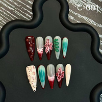Faux ongles en amande faits main et peints à la main en gros, style peint à la main qualité salon, marque privée en vrac