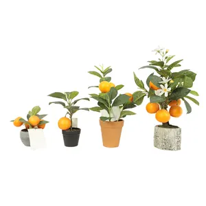 Alta qualità In magazzino prezzo economico Mini alberi di plastica decorati alberi da frutto artificiali arancioni
