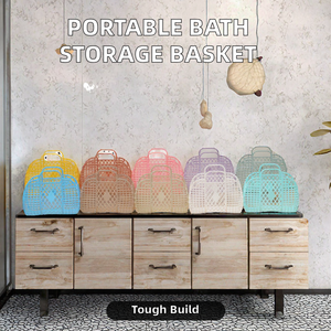 Panier de rangement de salle de bain multifonctionnel et portable Wenrui en plastique écologique, panier de lavage souple à assembler, paniers à articles divers pour salle de bain - Product Image 2
