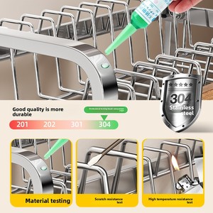 Estante de Almacenamiento de Cocina de Acero Inoxidable <span class=keywords><strong>Ermo</strong></span>, Estilo Retro, Tipo Soporte, para Tazones, Palillos y Platos - Estante Multifuncional para Encimera - Product Image 3