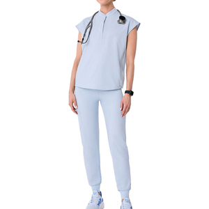 Yuhongカスタマイズロゴ女性マンダリンカラーストレッチ71% ポリエステル21% レーヨン7% スパンデックス特大フィット看護スクラブ制服 - Product Image 4