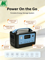 Station d'alimentation portable MK 600W bleue 384Wh à onde sinusoïdale pure avec batterie au lithium-fer et option MPPT pour la sauvegarde d'urgence à domicile