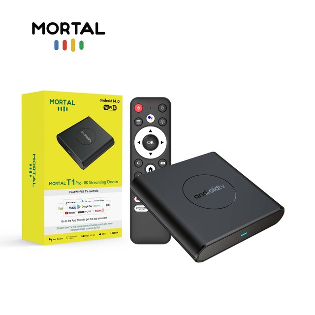 Factory Lowest Price Mortal T1Pro RK3528 Smart TV Box Android14.0 Quad Core Processor WiFi6 LAN 100M 8K Voice Control Settop Box