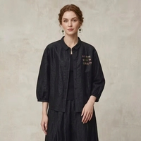 Jaket Kancing Sutra Gaya Cina Lengan Pendek Lembut Sehat Nyaman 100% Sutra Murbei Atasan Kaos Sutra Warna-warni