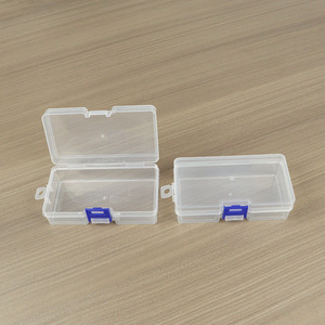 Transparent Plastic <b>Storage</b> <b>Box</b> Rectangle 12.8x6.9x3.5cm With Blue Lock For Stationery Tools And Accessories Organizing - Product Image 1
