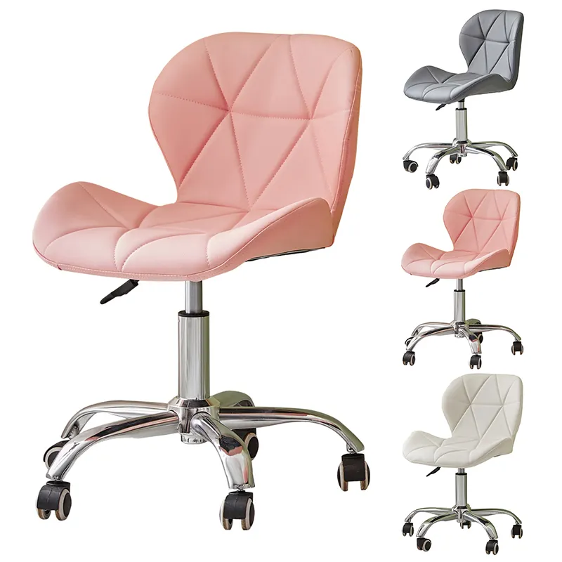 Goede Kwaliteit Vintage Luxe Verstelbare Ergonomische Roze Lederen Armless Set Executive Home Office Stoel