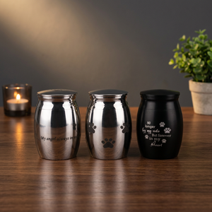 Stainless Steel Pet <b>Urn</b> Teardrop Shape Modern Design Airtight for Dogs Paw Print Memorial Keepsake Cremation <b>Urn</b> - Product Image 2
