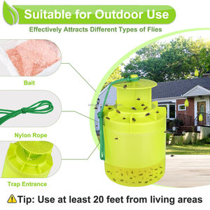 Trampa para moscas de plástico sólido para colgar al aire libre, reutilizable, no tóxico, respetuoso con el medio ambiente, con repelente de insectos disuasorio - Product Image 3