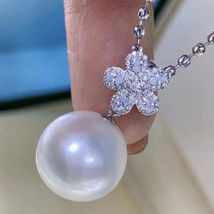 Colgante de Plata WENCHI S925 con Diseño de Flor Pequeña, Cuentas Redondas de 10-13 mm para DIY, Collar de Jade 10539, China - Product Image 2