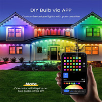 Luces Decorativas para Aleros de Techo, Nueva Tendencia, 40 LED/20 m, DC24V, Control Inteligente por Aplicación, PC+Silicona, IP67, Impermeables, para Fiestas, Hogar, Decoración Navideña