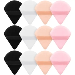 <span class=keywords><strong>Puff</strong></span> cosmético lavable suave de terciopelo flocado negro <span class=keywords><strong>gris</strong></span> rosa - Product Image 5