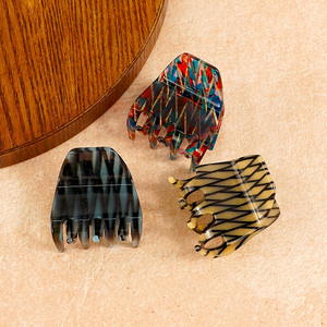 CANYUAN-Pinces <span class=keywords><strong>à</strong></span> cheveux personnalisées pour dames, 5.2cm, petites pinces <span class=keywords><strong>à</strong></span> cheveux rayées en acétate, design personnalisé, mignonnes - Product Image 5