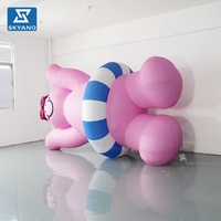 Modèle de mascotte de dessin animé gonflable personnalisé avec bouée de natation, personnage gonflable étanche pour la décoration d'événements en plein air