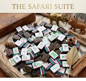 Tuiles <span class=keywords><strong>de</strong></span> Mahjong Américain Chic Léopard en Acrylique 4 Couches Gravure Claire 160 Pièces Résistantes à l'Eau et aux Rayures Ensemble Complet pour Usage Domestique - Product Image 2