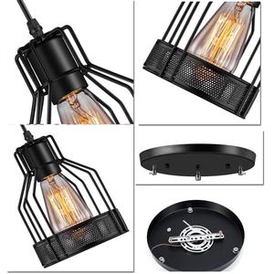 อุตสาหกรรมจี้ E27 ฐานโลหะ Caged VINTAGE แขวนจี้ 3-ไฟ Rustic จี้โคมไฟ - Product Image 4