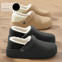 Chaussons d'hiver pour la maison - Chaussures chaudes en peluche antidérapantes à semelle souple en EVA imperméable