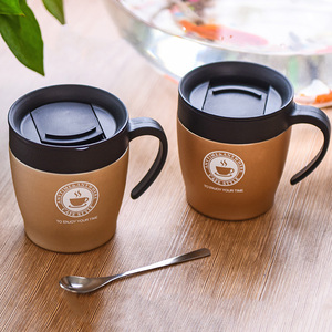Mug à café de bureau 300 ml avec poignée-cuillère, tasse isotherme en acier inoxydable 304, logo personnalisé - Product Image 5
