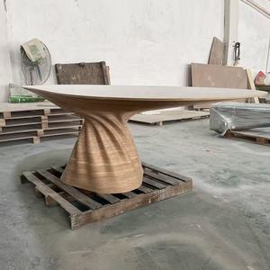 طاولة طعام وقهوة عصرية مصنوعة يدويًا من الخشب الصلب العضوي بتصميم بارامتري فاخر - Product Image 3