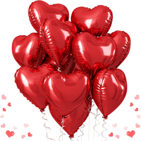 Lot de 10 ballons en aluminium en forme de cœur rouge pour fête à thème mariage, décoration de camping et arrangement festif