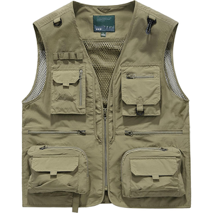 Gilet en polyester imperméable et respirant pour hommes, gilet <span class=keywords><strong>de</strong></span> pêche en plein air multi-poches, <span class=keywords><strong>veste</strong></span> rouge <span class=keywords><strong>sans</strong></span> manches pour la randonnée, vente en gros - Product Image 1