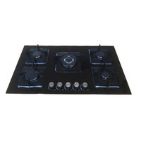 Table de cuisson à gaz encastrable 5 brûleurs en verre trempé, avec protection anti-extinction de flamme, pour usage domestique (OEM/ODM usine)